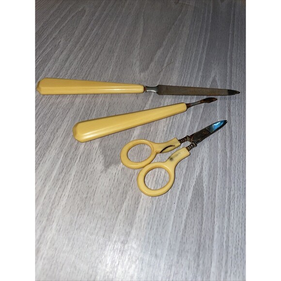 Vintage 1940s French Ivory Celluloid Vanity Dresser Set Lot Flawed. See Picture - Picture 11 of 16